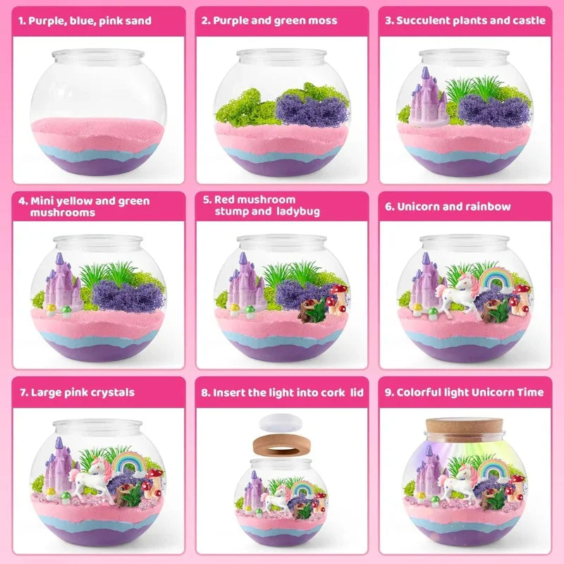 Unicorn Terrarium Kit– Magical DIY LED Night Light Craft Kit