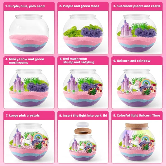 Unicorn Terrarium Kit– Magical DIY LED Night Light Craft Kit