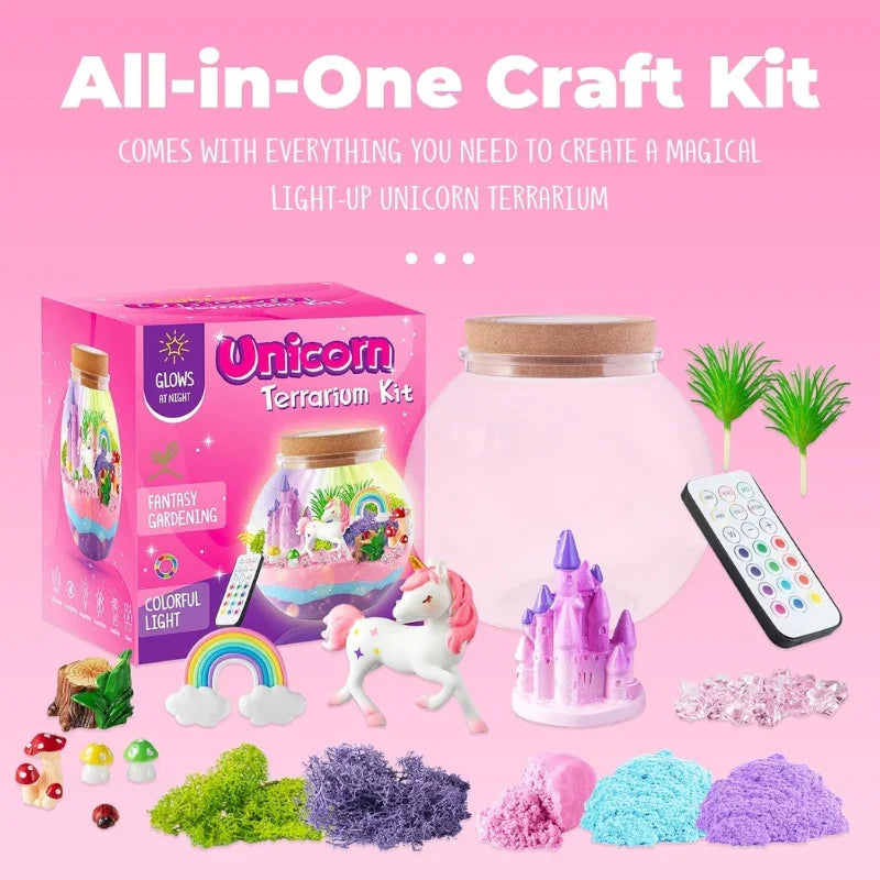 Unicorn Terrarium Kit– Magical DIY LED Night Light Craft Kit