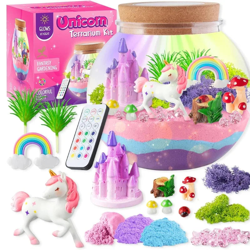 Unicorn Terrarium Kit– Magical DIY LED Night Light Craft Kit