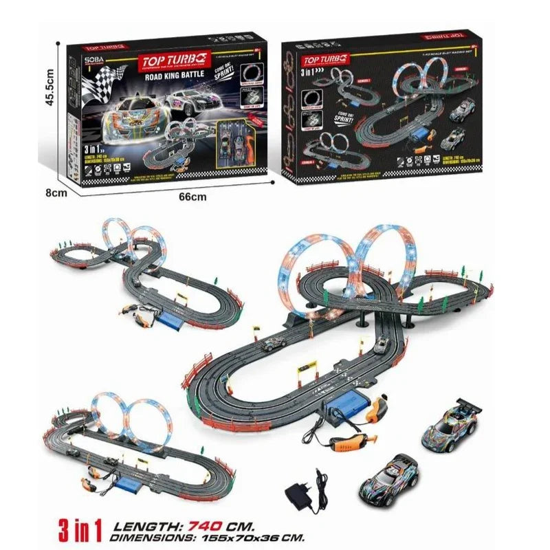 Train and Race Track Playset Toy – Multi-Vehicle Track System