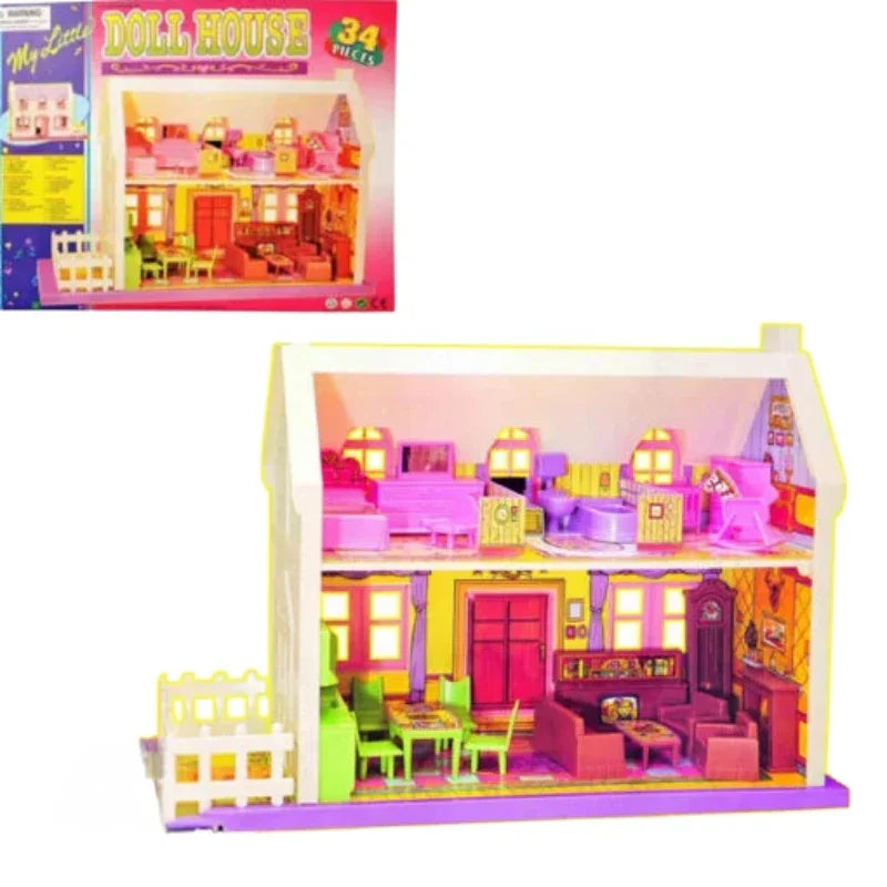 Dreamy Dollhouse Wonderland 34-Piece Miniature Home Set for Kids