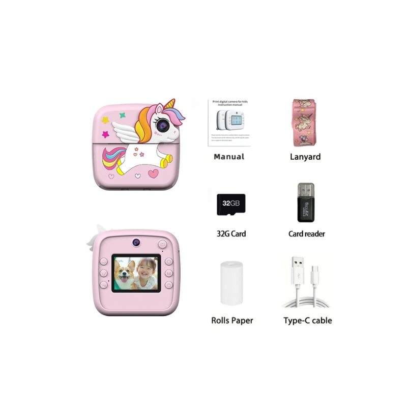 Kids Instant Digital Camera with Dual Camera DSLR Unicorn & Dinosaur Style Camera