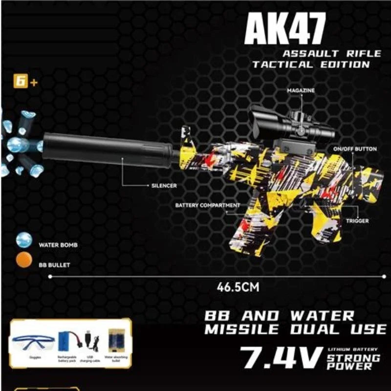 Rechargeable Graffiti AK47 – 2-in-1  Electric Water Bullet Gun