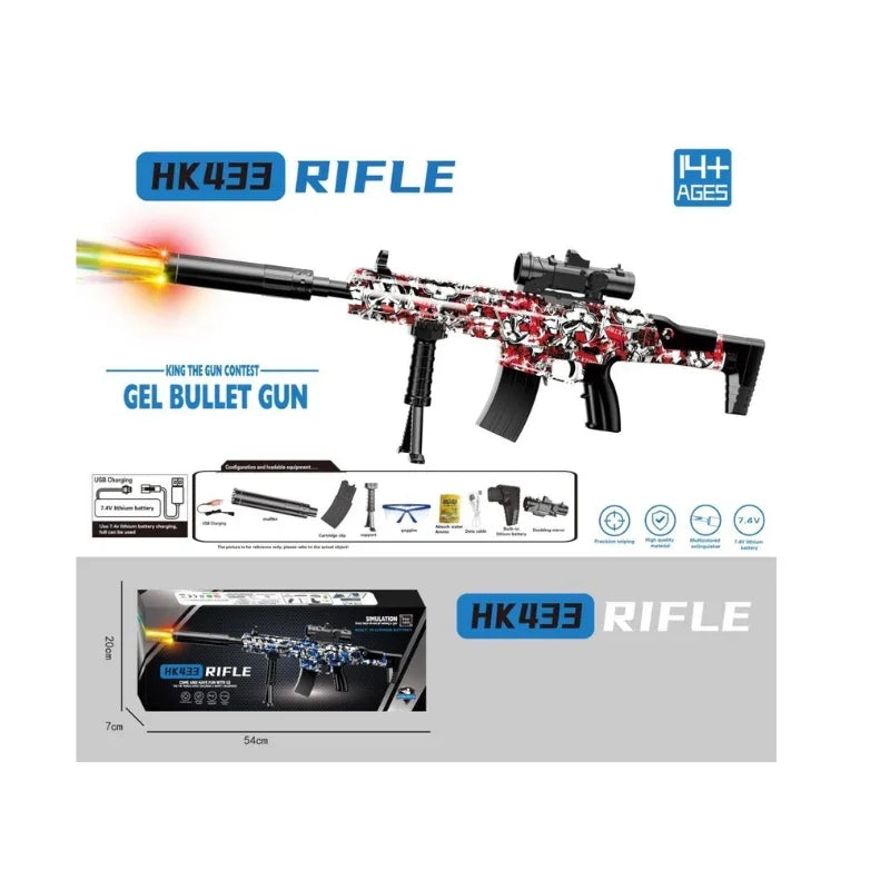 HK433 Graffiti Electric Water Bullet Rifle – Rechargeable Gel Blaster