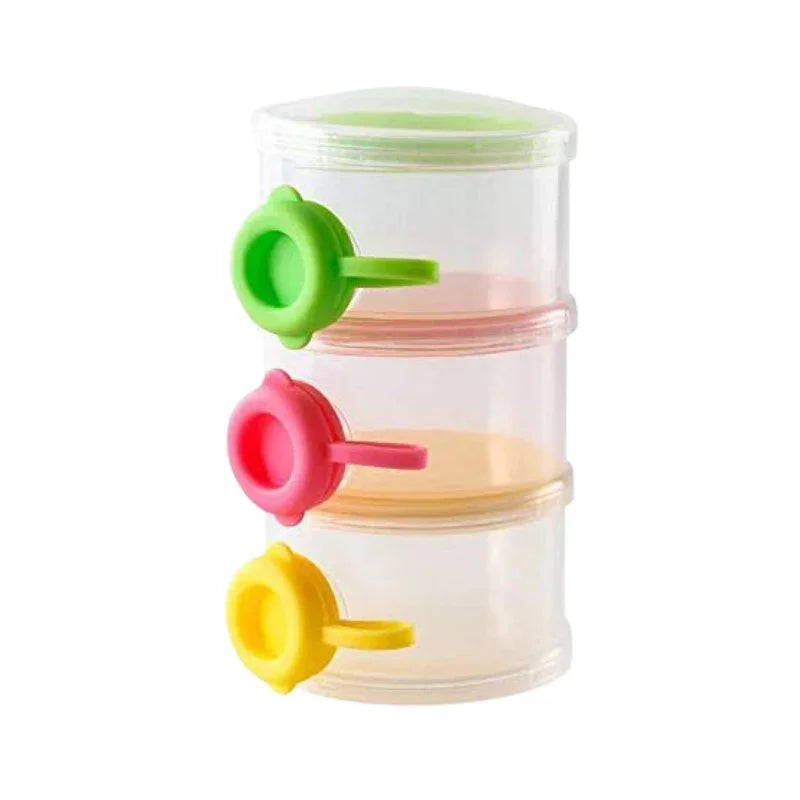 3-Layer Baby Milk Powder Storage Bottle – Compact & Travel-Friendly Feeder Box