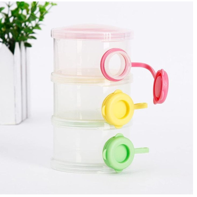 3-Layer Baby Milk Powder Storage Bottle – Compact & Travel-Friendly Feeder Box