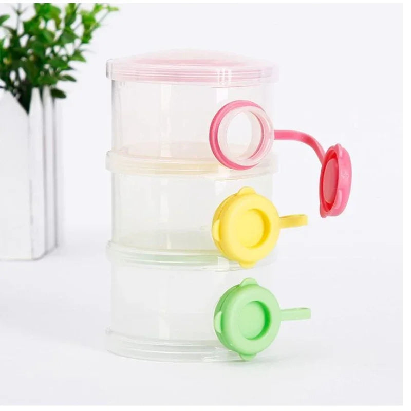 3-Layer Baby Milk Powder Storage Bottle – Compact & Travel-Friendly Feeder Box