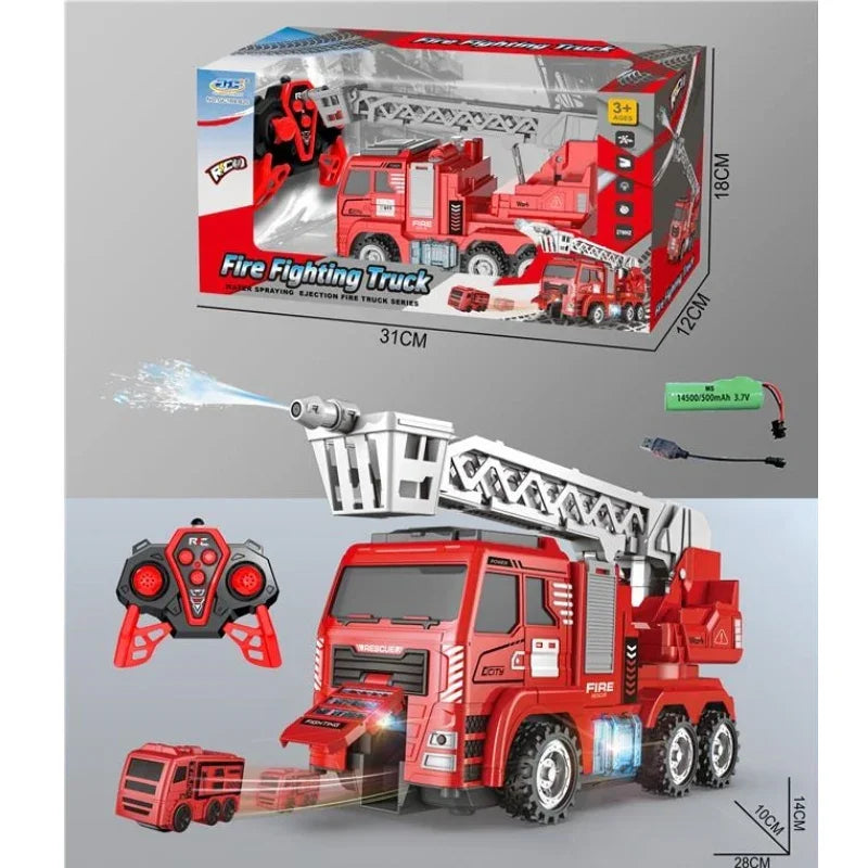 Remote Control Water Spray Catapult Fire Truck with 3 Mini Fire Trucks