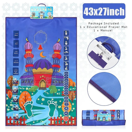 Muslim Children's Prayer Mat Foldable Islamic Learning Mat