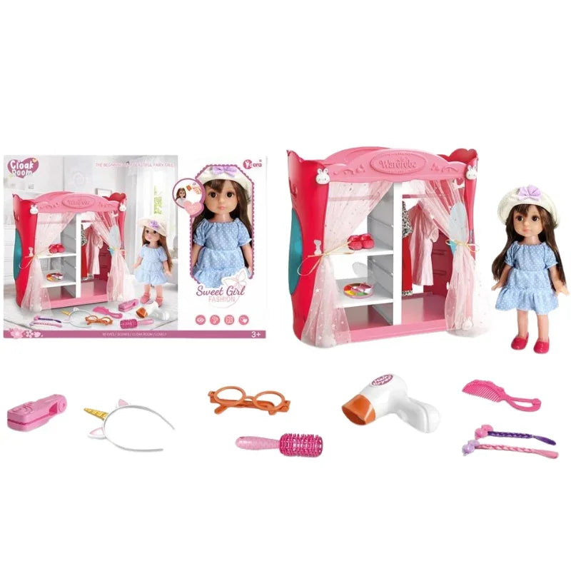 Fashionable Girl Doll with Deluxe Cloakroom Wardrobe Set