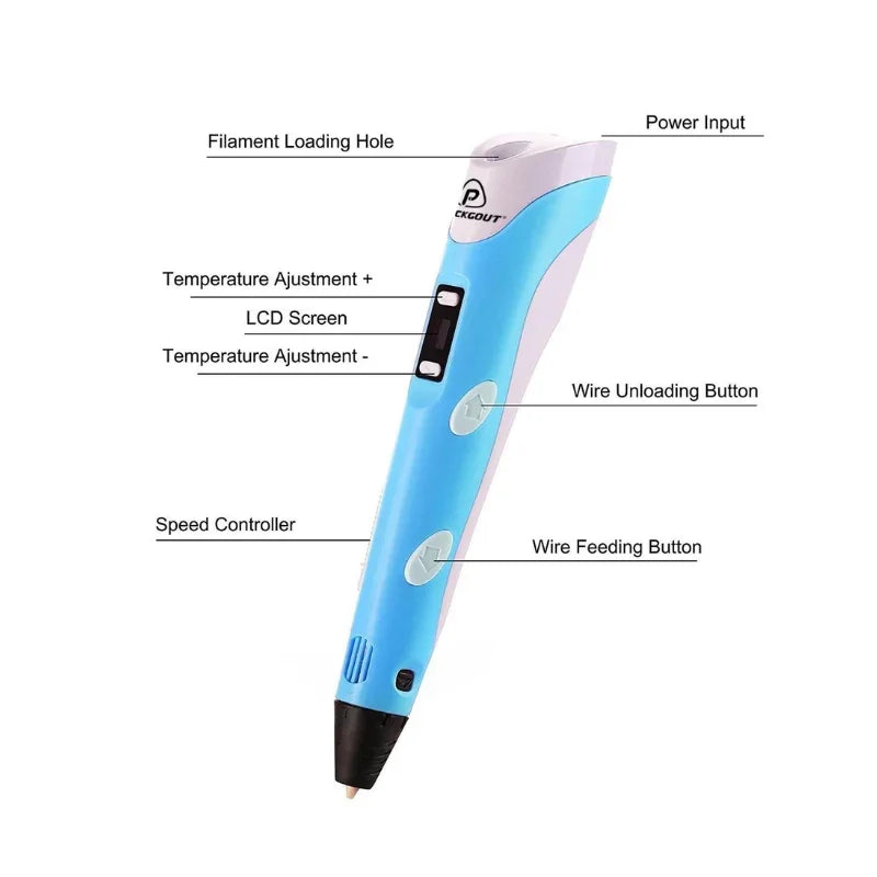 3D Pencil – Safe Low-Heat Nozzle, Creative Drawing Tool for Kid