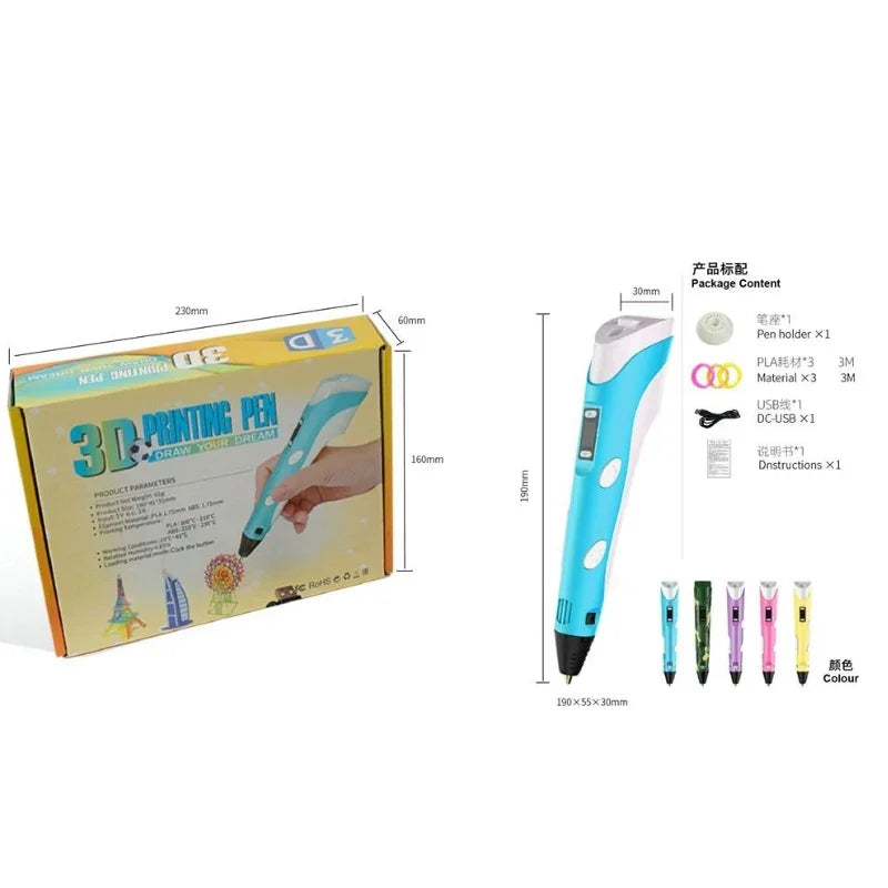 3D Pencil – Safe Low-Heat Nozzle, Creative Drawing Tool for Kid