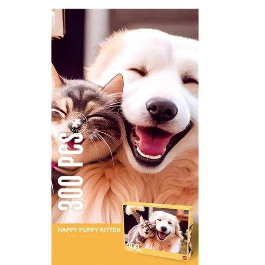 Happy Puppy & Kitten Jigsaw Puzzle – Animal-Themed Puzzle