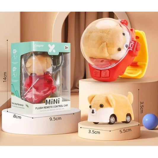 Remote Control Watch Operated Plush Cartoon Dog Car  Soft Toy