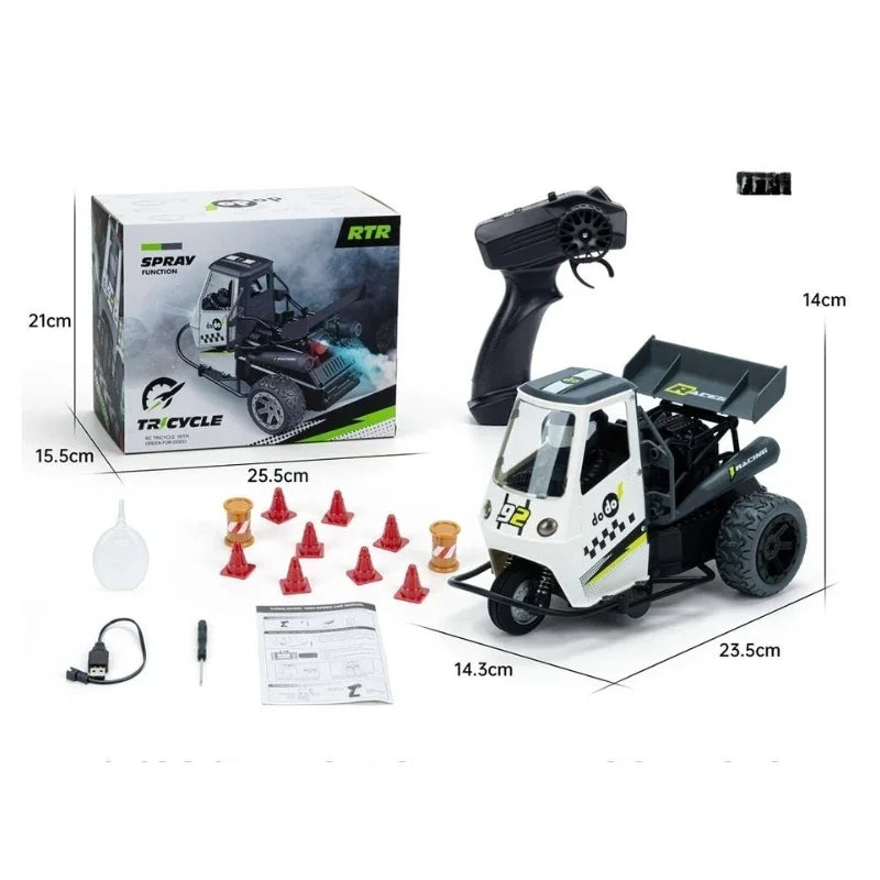 RC Tricycle with Spray Function – High-Speed Action Meets Cool Effects