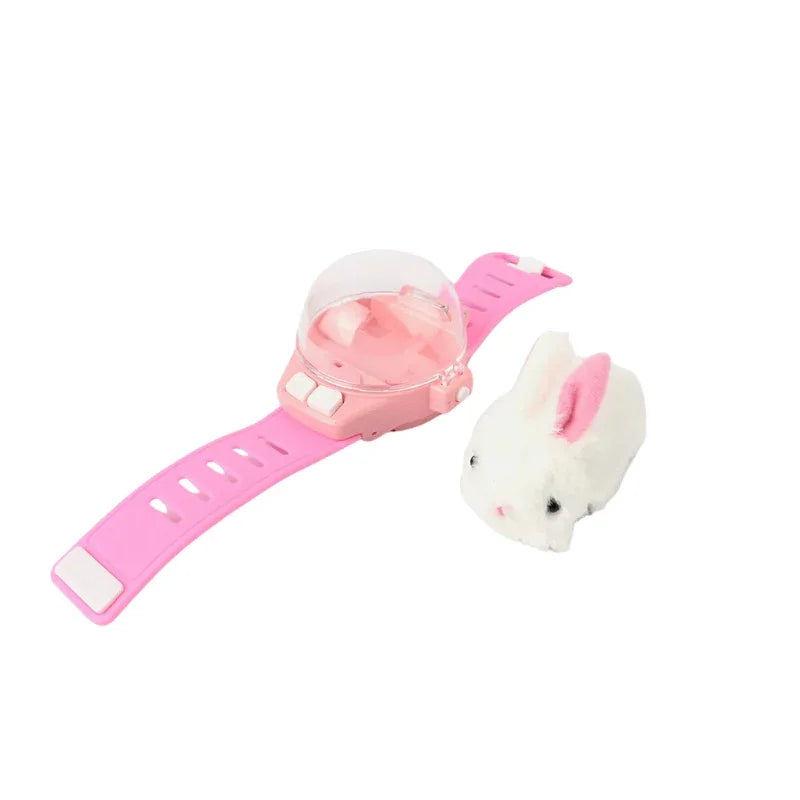 Remote Control Watch Plush Bunny Car Toy Soft Furry Rabbit Vehicle