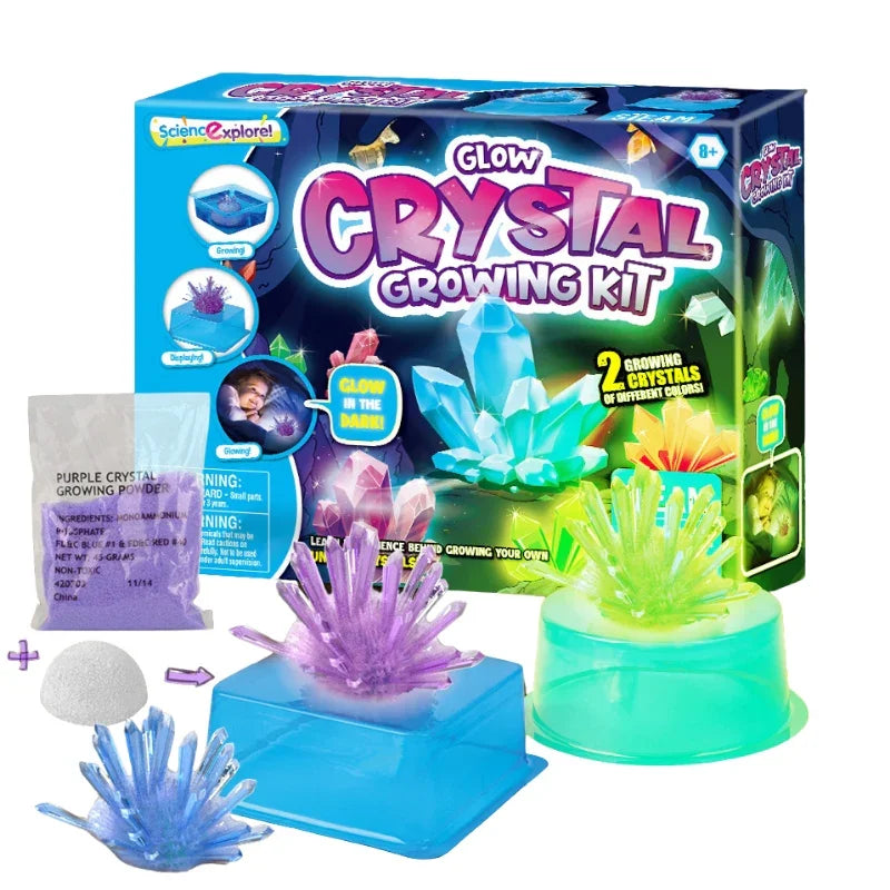 Glow-in-the-Dark Crystal Growing Science Kit DIY Experiment Set