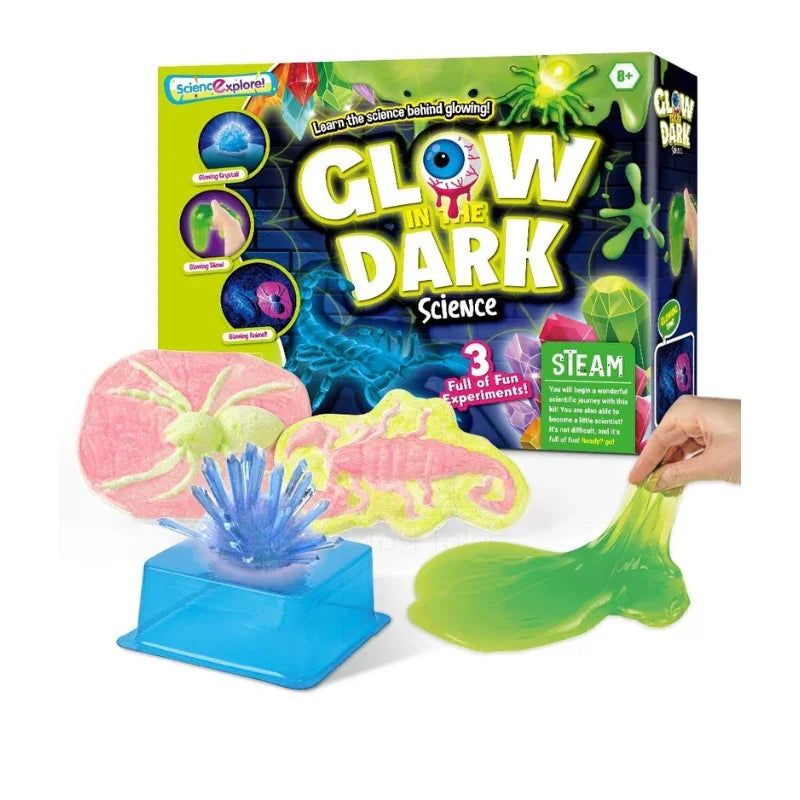 Glow-in-the-Dark Science Experiment Kit –Slime And Crystal Activity Set