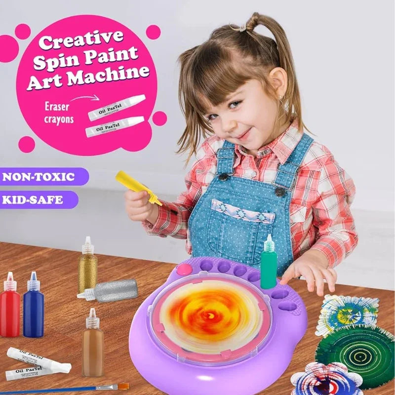 Arts and Crafts Spin Art Machine Kit for Kids – Fun DIY Craft Activity