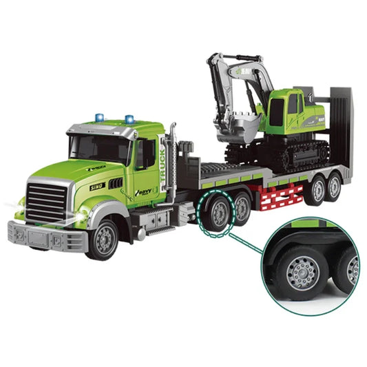 Remote Control Semi-Trailer Transport Truck with Alloy Excavator