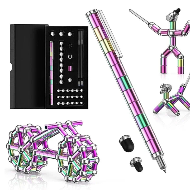 Golden Magnetic Pen with Rings – Multifunctional Fidget Pen Toy