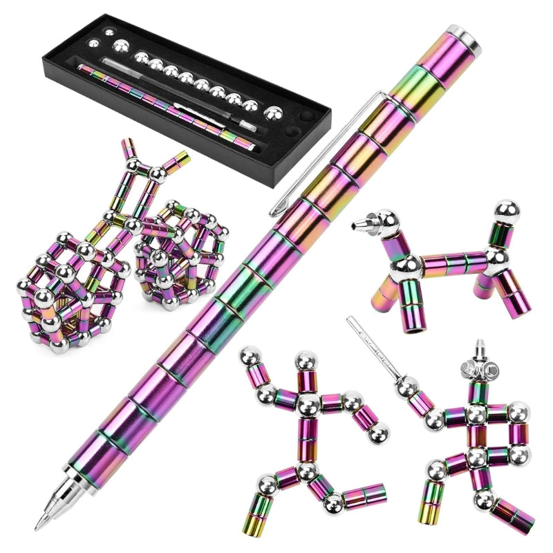 Golden Magnetic Pen with Rings – Multifunctional Fidget Pen Toy