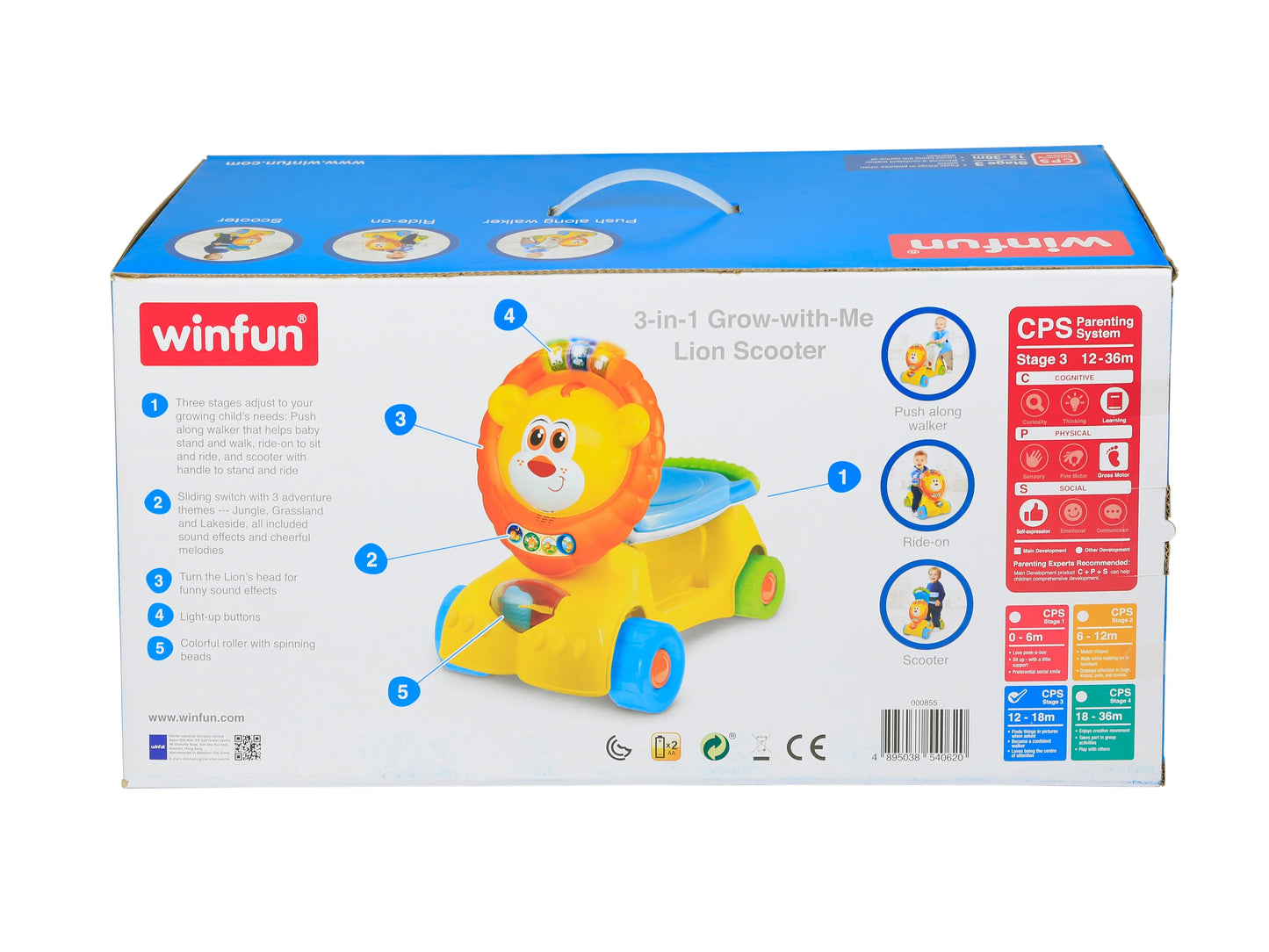 Winfun - 3-in-1 Grow-with-Me Lion Scooter