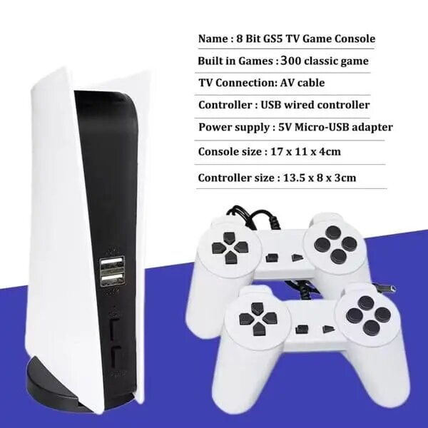 GS5 Console Retro TV Game Box with 200 Classic 8-Bit Games