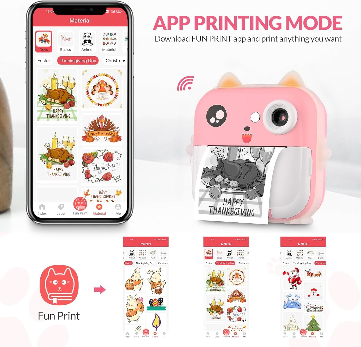 Multifunctional Kids Instant Camera with Built-In Printer