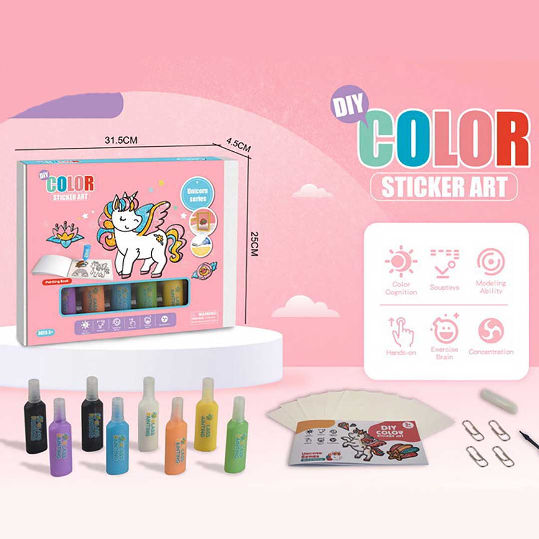 DIY Unicorn Color Sticker Art