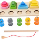 Montessori Wooden Sorting & Stacking Puzzle with Fishing Game