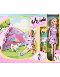 Averie Camping Doll With Three Dogs
