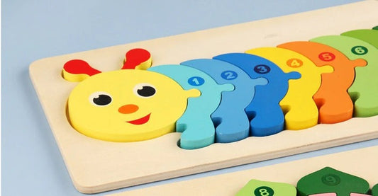 Colorful Wooden Caterpillar Number Puzzle – Fun & Educational Toy