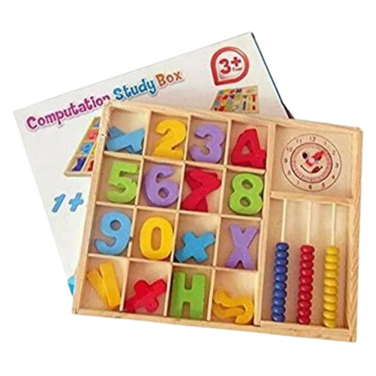 Wooden Math Computation Study Box  Fun Learning Tool for Kids