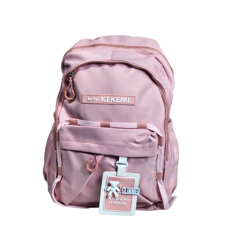 Hello KEKEMI Premium Quality School Bag Collage Backpack Pink 16 Inch (8559)