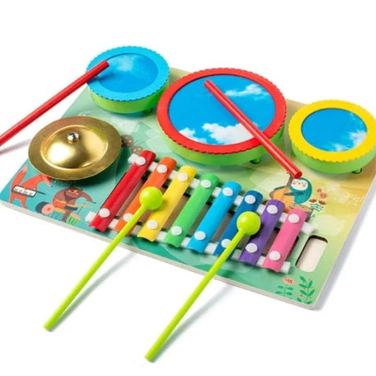 MontyMaestro: 2-in-1 Wooden Drum & Xylophone Musical Toy for Babies & Toddlers