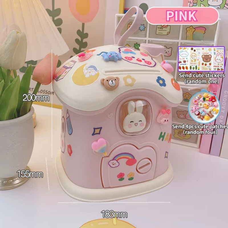 Adorable Bunny Design Coin Box With Cute Stickers And Patches