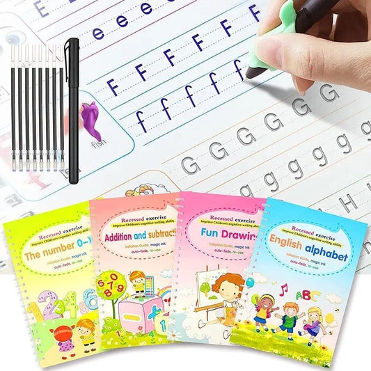 4 in 1 Pack of Sank Magic Reusable Writing Book with Pens & Refill (Deal)