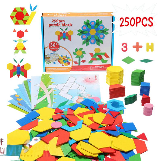 Creative Wooden Tangram Puzzle Blocks 250 Pieces for Endless Learning Fun