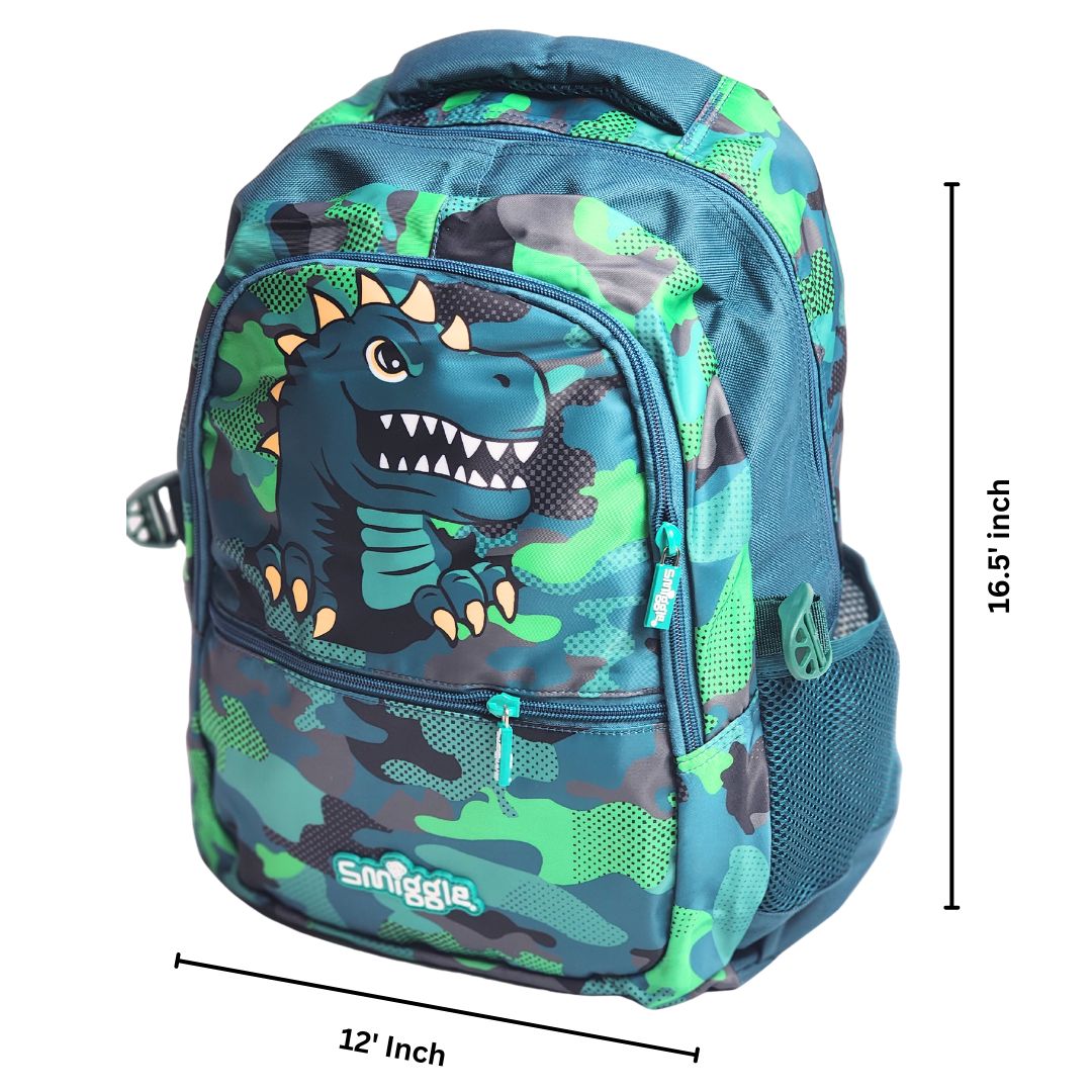 Dino Themed School Backpack With Water Sipper For Kids