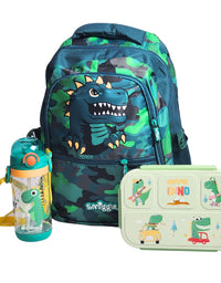 Dino Themed School Deal For Kids (Backpack - Lunch Box & Bottle)
