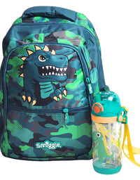 Dino Themed School Backpack With Water Sipper For Kids
