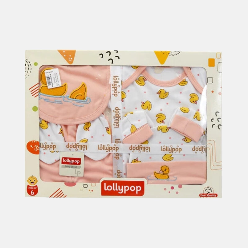 Duck Newborn Baby Gift Set - 6 Pcs - Pink