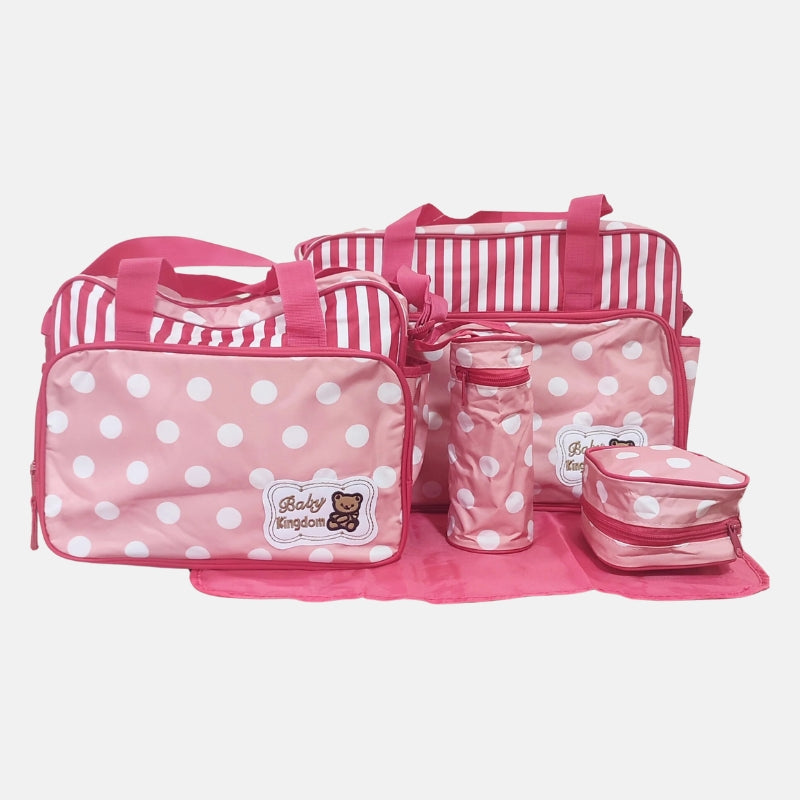 Baby Kingdom Baby Diaper Bag - 5 Pcs - Pink