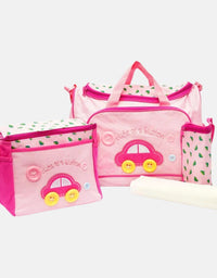 Car Baby Diaper Bag - 4 Pcs - Pink
