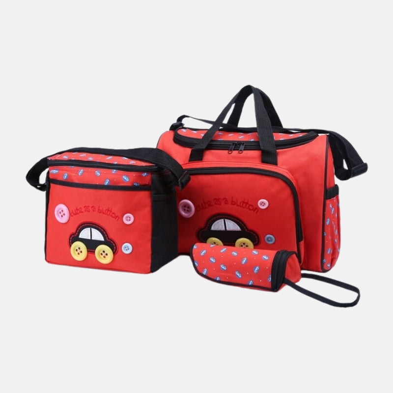 Car Baby Diaper Bag - 4 Pcs - Red
