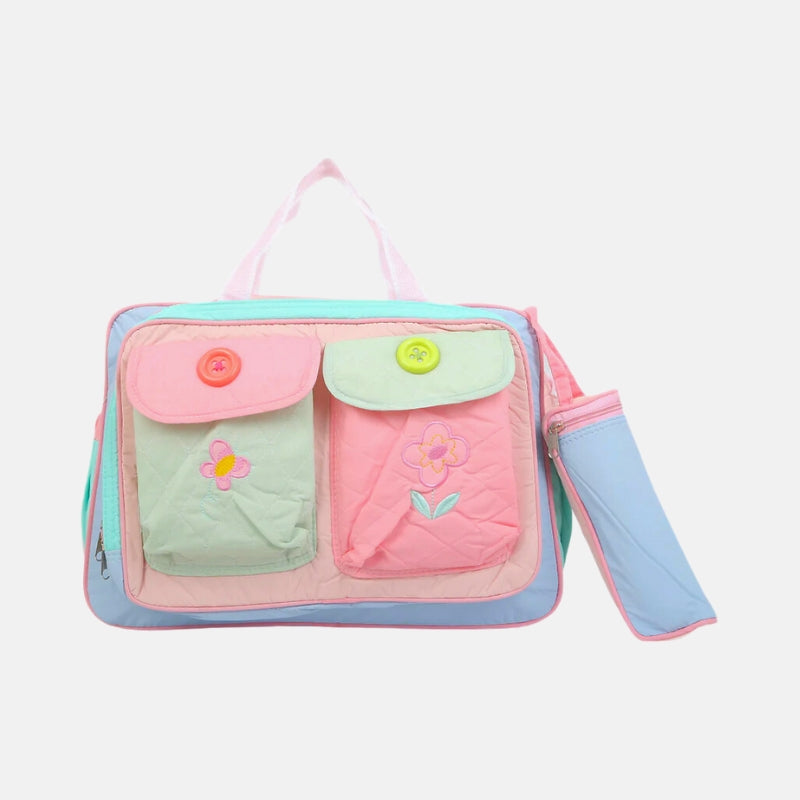 Cute Multi-Color Baby Diaper Bag - Pink