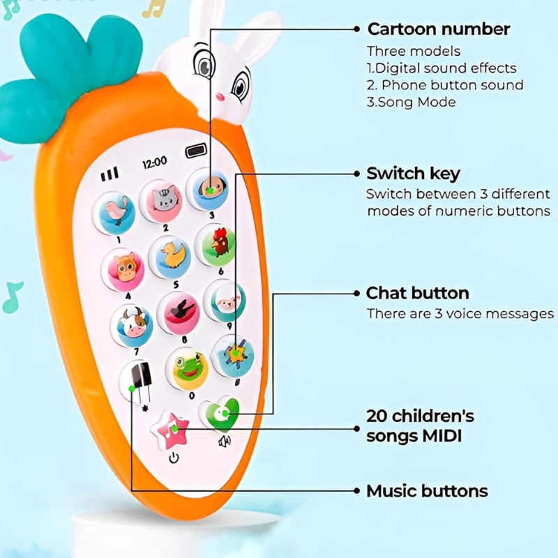 Soft Rabbit Baby Phone Toy With Light And Music