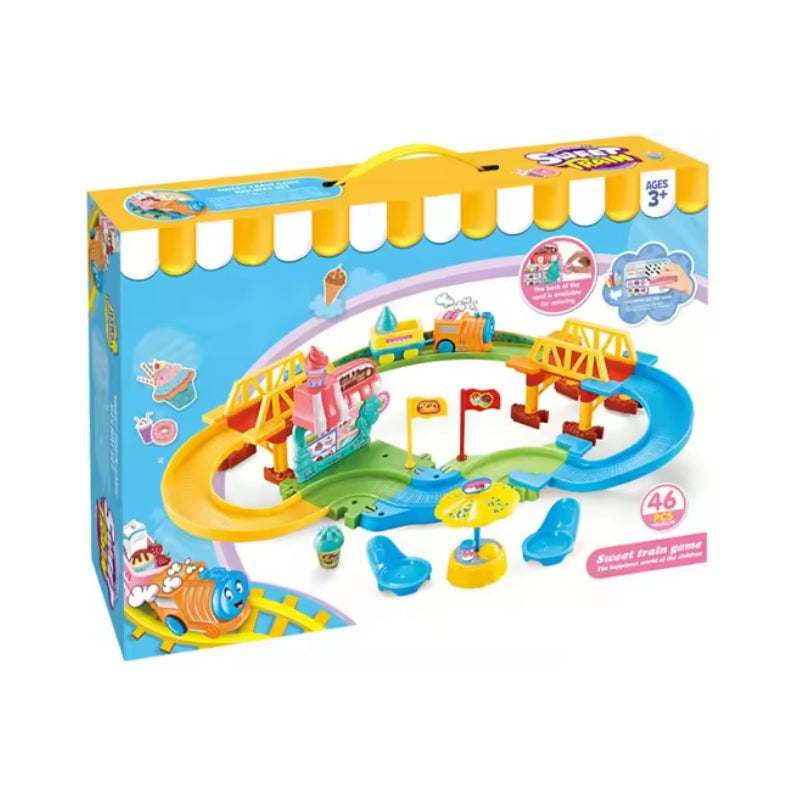 Sweet Train Trackset Toy For Kids - 46 Pcs